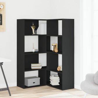 Boekenkast 4-laags hoek 85x85x140 cm bewerkt hout zwart 3