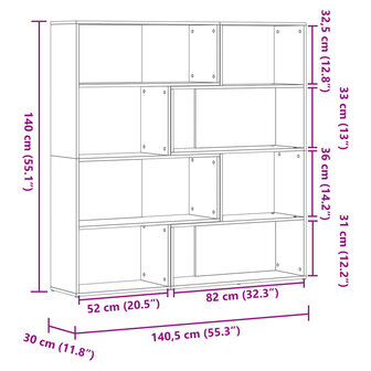 Boekenkast 4-laags hoek 85x85x140 cm bewerkt hout zwart 10