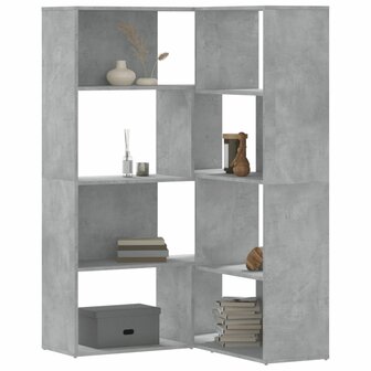 Boekenkast 4-laags hoek 85x85x140 cm bewerkt hout betongrijs 1