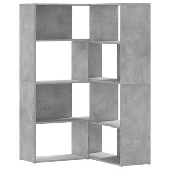 Boekenkast 4-laags hoek 85x85x140 cm bewerkt hout betongrijs 2