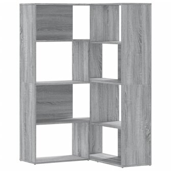 Boekenkast 4-laags hoek 85x85x140 cm bewerkt hout grijs sonoma 2