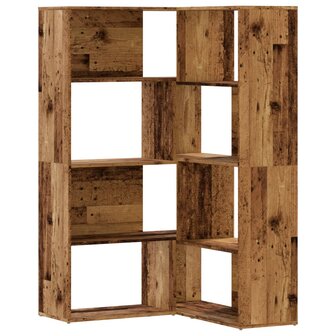 Boekenkast 4-laags hoek 85x85x140 cm bewerkt hout oud houtkleur 2