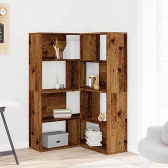 Boekenkast 4-laags hoek 85x85x140 cm bewerkt hout oud houtkleur 3