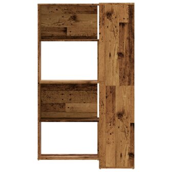 Boekenkast 4-laags hoek 85x85x140 cm bewerkt hout oud houtkleur 4