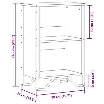 Boekenkast 50x31x74,5 cm bewerkt hout grijs sonoma eikenkleur 9