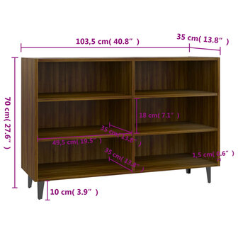 Dressoir 103,5x35x70 cm bewerkt hout bruin eikenkleur 6