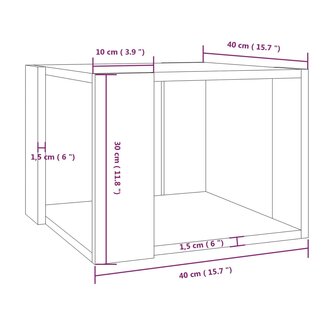 Salontafel 40x40x30 cm bewerkt hout bruin eikenkleur 7