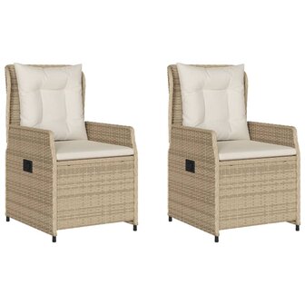 Tuinstoelen 2 st verstelbaar poly rattan beige 2