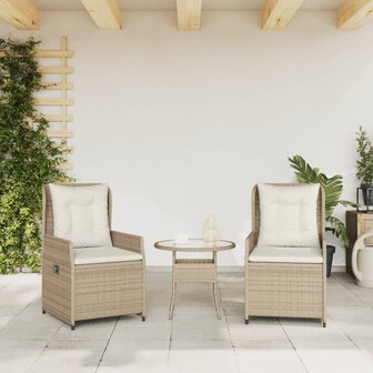 Tuinstoelen 2 st verstelbaar poly rattan beige 3