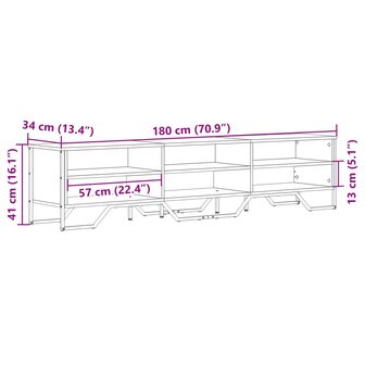 Tv-meubel 180x34x41 cm bewerkt hout zwart 9