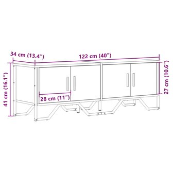 Tv-meubel 122x34x41 cm bewerkt hout zwart 10