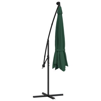 Zweefparasol met LED-verlichting en metalen paal 350 cm groen 8