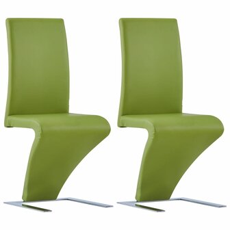 Eetkamerstoelen met zigzag-vorm 2 st kunstleer groen 1