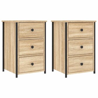 Nachtkastjes 2 st 40x36x60 cm bewerkt hout sonoma eikenkleurig 2