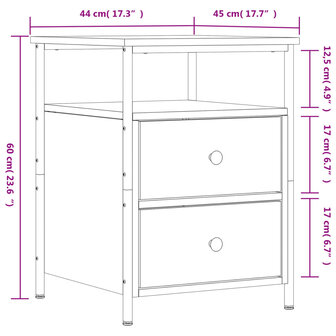 Nachtkastjes 2 st 44x45x60 cm bewerkt hout zwart 11