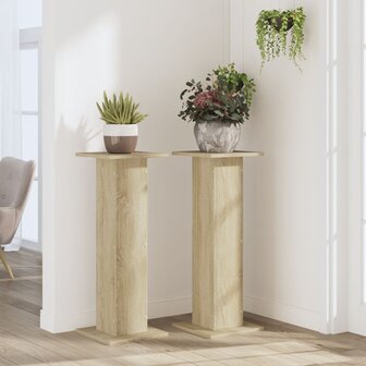 Plantenstandaards 2 st 30x30x80 cm bewerkt hout sonoma eiken 3