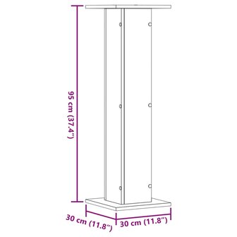 Plantenstandaards 2 st 30x30x95 cm bewerkt hout zwart 10