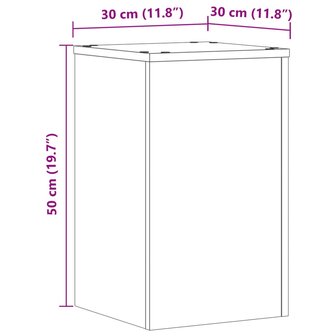 Plantenstandaards 2 st 30x30x50 cm bewerkt hout gerookt eiken 10