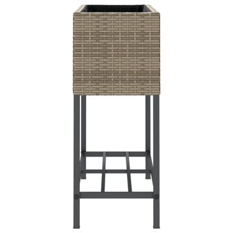 Plantenbakken met schap 2 st 70x28x70 poly rattan grijs 7