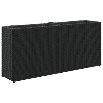 Plantenbakken met 2 potten 2 st 90x20x40 cm poly rattan zwart 5