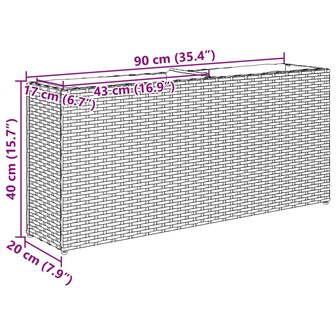 Plantenbakken met 2 potten 2 st 90x20x40 cm poly rattan zwart 12