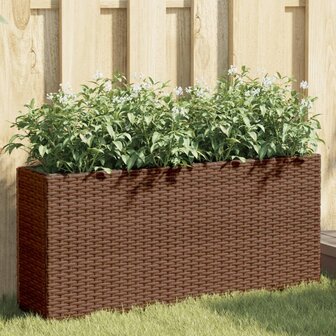 Plantenbakken met 2 potten 2 st 90x20x40 cm poly rattan bruin 1