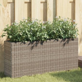 Plantenbakken met 2 potten 2 st 90x20x40 cm poly rattan grijs 1