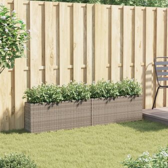 Plantenbakken met 2 potten 2 st 90x20x40 cm poly rattan grijs 3