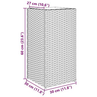 Plantenbakken 2 st 30x30x60 cm poly rattan zwart 11