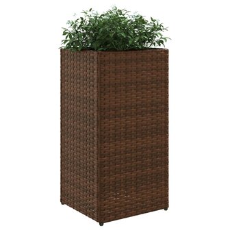 Plantenbakken 2 st 30x30x60 cm poly rattan bruin 4