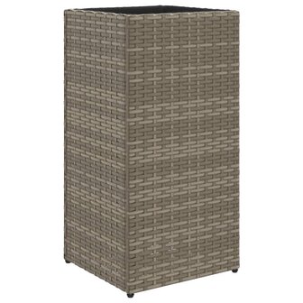 Plantenbakken 2 st 30x30x60 cm poly rattan grijs 5