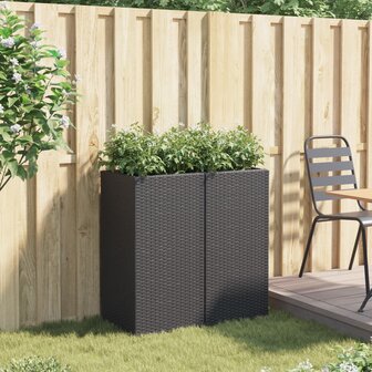 Plantenbakken 2 st 40x40x80 cm poly rattan zwart 3