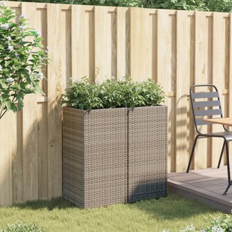 Plantenbakken 2 st 40x40x80 cm poly rattan grijs 3