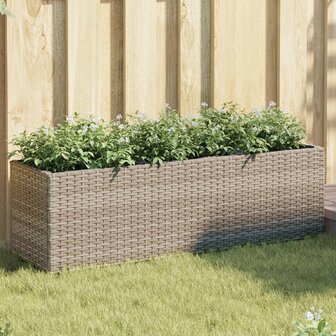 Plantenbakken met 3 potten 2 st 105x30x32 cm poly rattan grijs 1