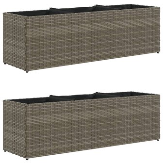 Plantenbakken met 3 potten 2 st 105x30x32 cm poly rattan grijs 2