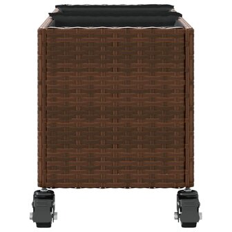 Plantenbakken met wielen 2 st 107x32x38 cm poly rattan bruin 7