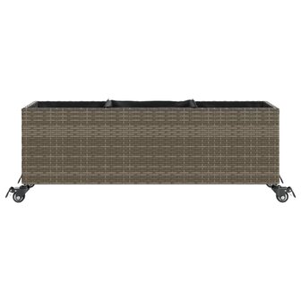 Plantenbakken met wielen 2 st 107x32x38 cm poly rattan grijs 6