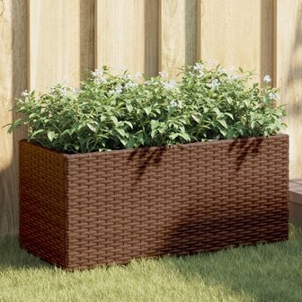 Plantenbakken met 2 potten 2 st 72x30x32 cm poly rattan bruin 1