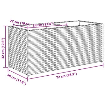 Plantenbakken met 2 potten 2 st 72x30x32 cm poly rattan bruin 12