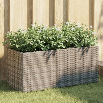 Plantenbakken met 2 potten 2 st 72x30x32 cm poly rattan grijs 1