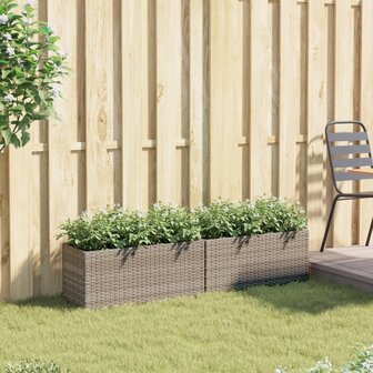 Plantenbakken met 2 potten 2 st 72x30x32 cm poly rattan grijs 3