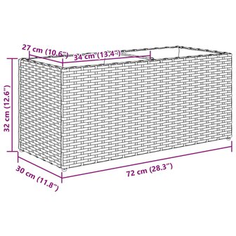 Plantenbakken met 2 potten 2 st 72x30x32 cm poly rattan grijs 12