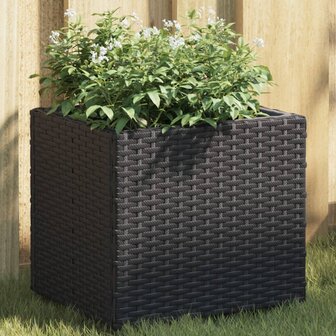 Plantenbakken 2 st 36x30x32 cm poly rattan zwart 1