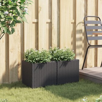 Plantenbakken 2 st 36x30x32 cm poly rattan zwart 3