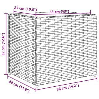 Plantenbakken 2 st 36x30x32 cm poly rattan zwart 12