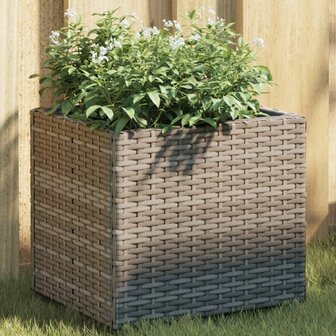 Plantenbakken 2 st 36x30x32 cm poly rattan grijs 1