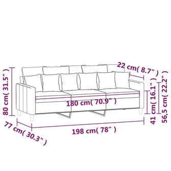 Driezitsbank 180 cm fluweel geel 9