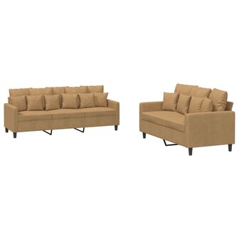 2-delige Loungeset met kussens fluweel bruin 2