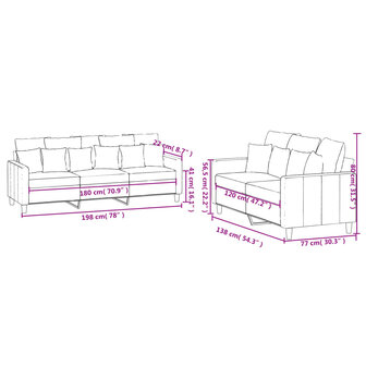 2-delige Loungeset met kussens fluweel cr&egrave;mekleurig 7