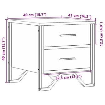 Nachtkastjes 2 st 40x41x40 cm bewerkt hout sonoma eikenkleurig 11